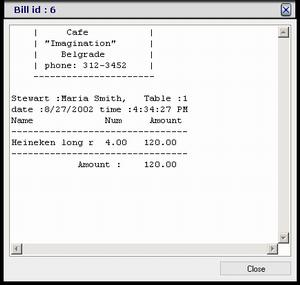 Cafe management software - Printed bills