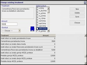 Medical billing software - Frequently used treatments